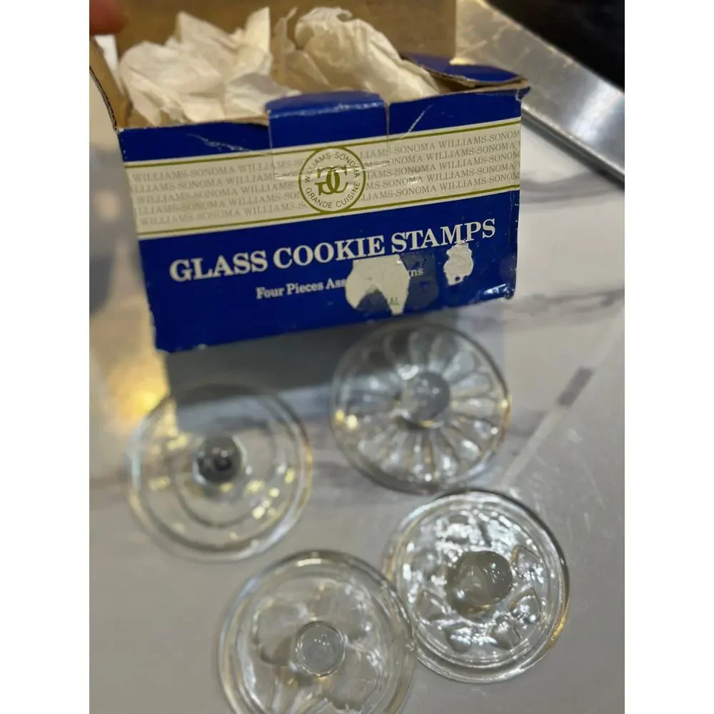 Vintage Williams Sonoma Glass Cookie Stamps - Pack of 4